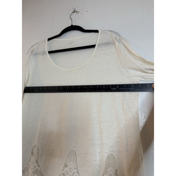 Garnet Hill Women’s M Linen Long Sleeve Top With Lace White Casual Shirt - Picture 7 of 8